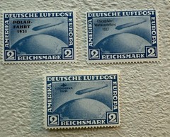 Zeppelin Airmail Stamps Set of 8 Deutsche Luftpost Reprints Immaculate Unused