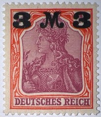 Travelstamps: 1920-1921 Germany Deutsches Reich 3 Mark on 3 Mark OVP STAMP MNH