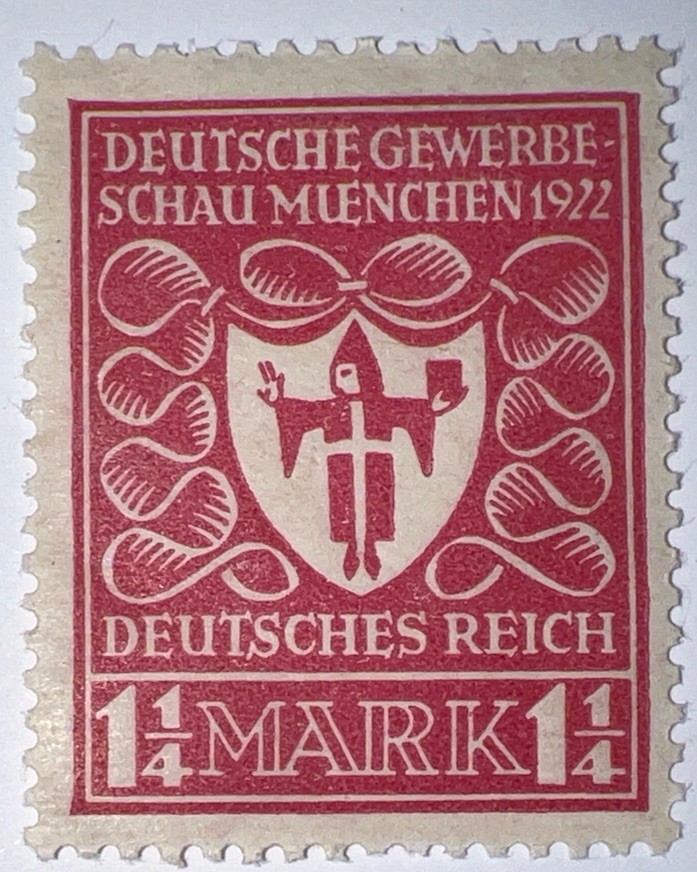 Travelstamps: Germany Stamp Sc 212/ Mi 199 Sg 118 – Arms of Munich – 1 1/4m MOGH