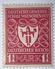 Travelstamps: Germany Stamp Sc 212/ Mi 199 Sg 118 – Arms of Munich – 1 1/4m MOGH