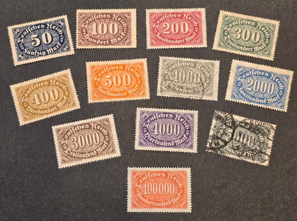 German Reich Weimar Hyperinflation Reichsbank Notes Issue Stamps (1922–1923)