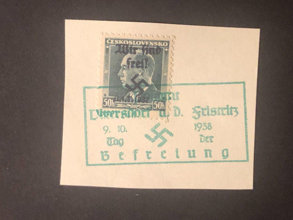 SUDETENLAND WWII-GERMAN OCC. Local ovpt DITTERSDORF GREEN stamp, on pap. #226