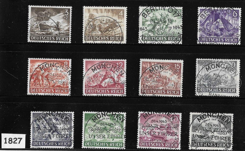 Stamp set Complete Sc B218-229 Military Hero’s / 1943 / Special cancels #1827