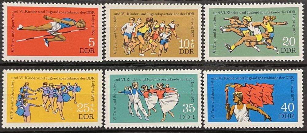 Germany DDR Stamps – Gymnastics & Sports Festival, Leipzig_1977 – MNH.