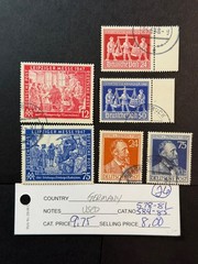 Germany # 578-581 & 584-585 Used 2024 Scott Catalogue Value $ 9.75