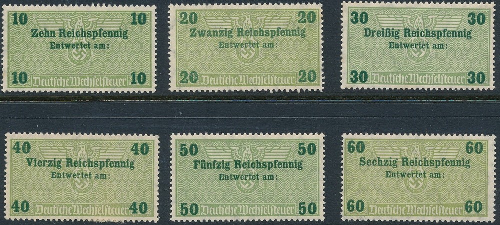 Stamp Germany Revenue WWII 3rd Reich Bill Exchange Fiscal Tax Selection 4 MNH