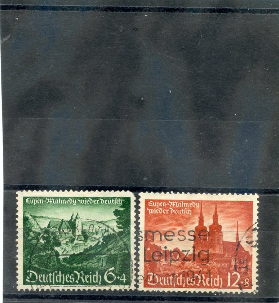GERMANY Sc B174-5(MI 748-9)F-VF USED 1940 RETURN OF EUPEN-MALMEDY SET $15