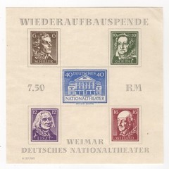 1946. Miniature Sheet. Weimar Nationaltheater Wiederaufbauspende. Mi.Block 3AX.