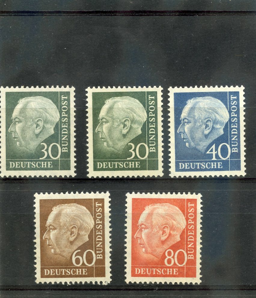 GERMANY(BUND Sc 755-6,8,60+1 var(MI 259xy,259-60xw,262xw,4xw)*VF LH 1957-8 $27