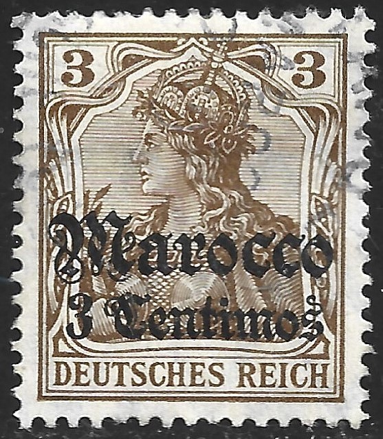 Germany-Offices in Morocco, Scott #33, 3c on 3pf Germania Issue, Wmk, Used