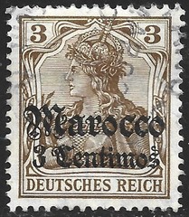 Germany-Offices in Morocco, Scott #33, 3c on 3pf Germania Issue, Wmk, Used