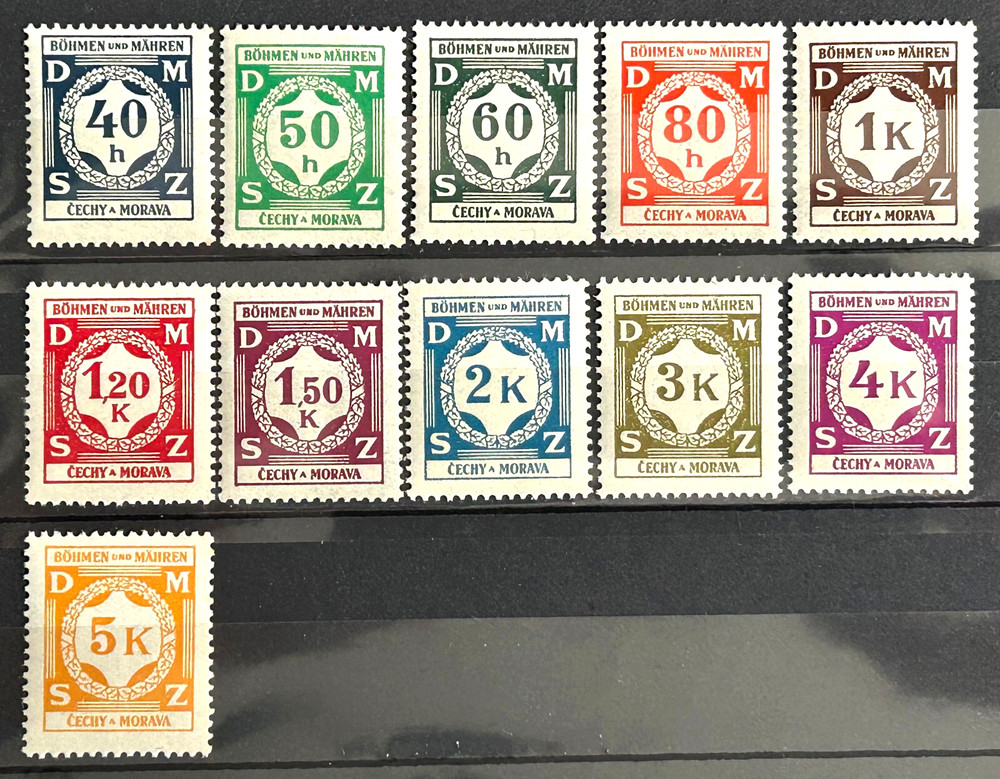 1941 German occ. Czechia BuM Stamps Mi:DE-BM D2-D12 – Numbers MNH-MH* /951