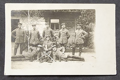 WW1 WWI Imperial German soldiers crossed swords Military war postcard 1917