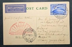 1931 LZ-127 Graf Zeppelin Polar Flight Germany Stamp #C41 2R Polarfahrt Postcard