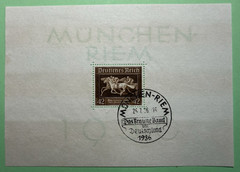 GERMANY-1936-SOUVENIR SHEET-„MUNCHEN RIEM“-SCOTT # B-90 WITH SPECAL CANCELL