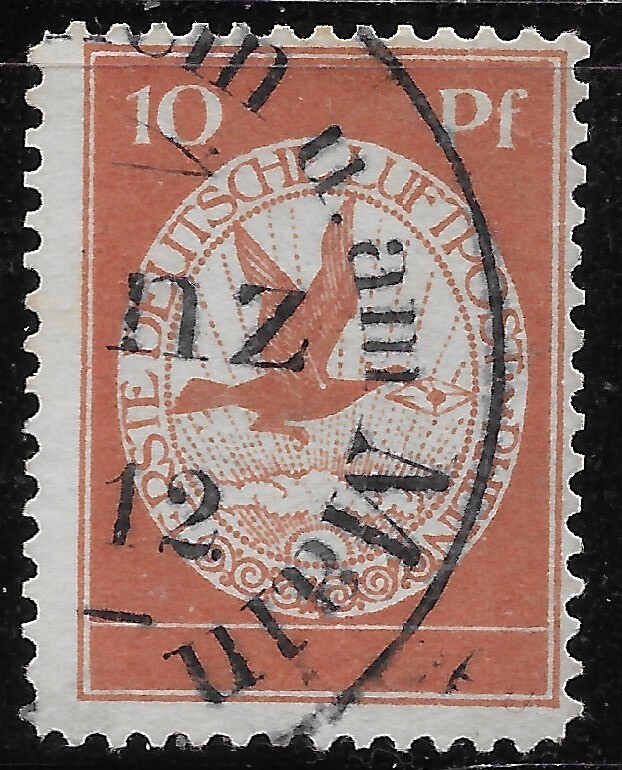 GERMANY 1912 Air Mail MAINZ/RHIEN,Semi-Official LOCAL stamp 10 Pf. USED AIRPLANE