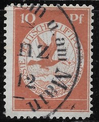 GERMANY 1912 Air Mail MAINZ/RHIEN,Semi-Official LOCAL stamp 10 Pf. USED AIRPLANE