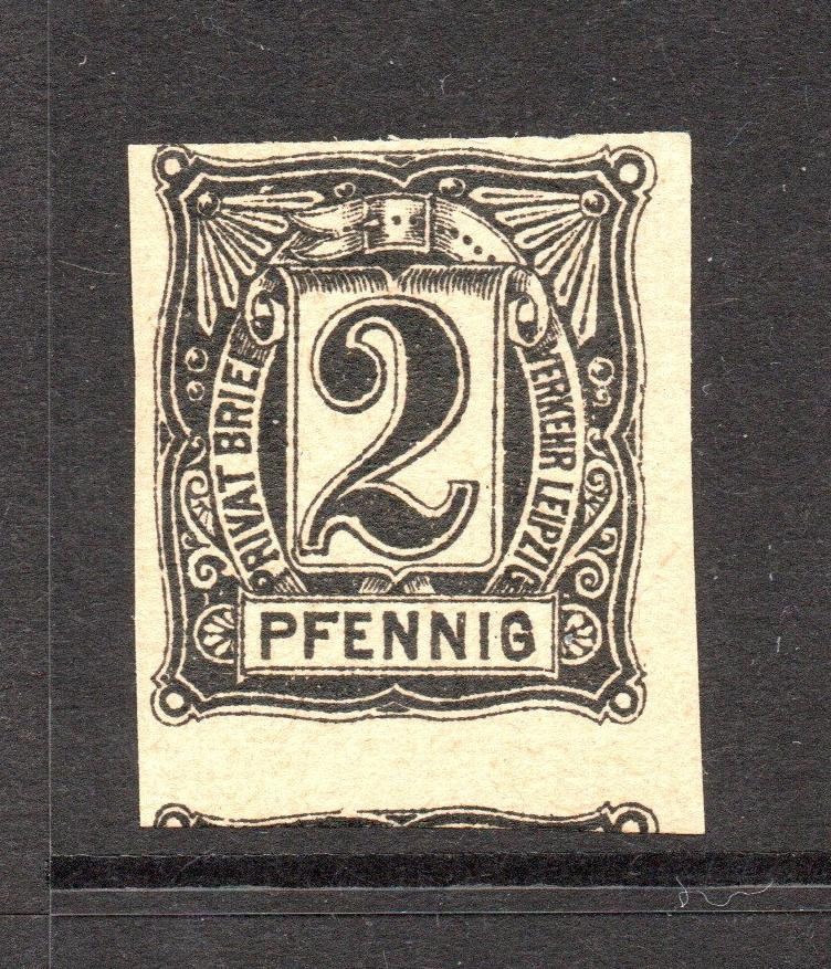 Germany 1890s Leipzig 2p Local Verkher Black (Proof?) Mint NH – S60841