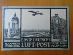 Germany 1912 superb first air mail flugpost Mannheim – Heidelberg used postcard