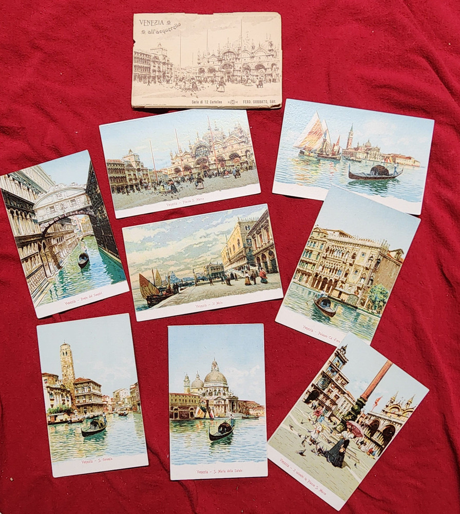 Beautiful Antique Italian COLOR postcard book booklet Italy Venice VENEZIA
