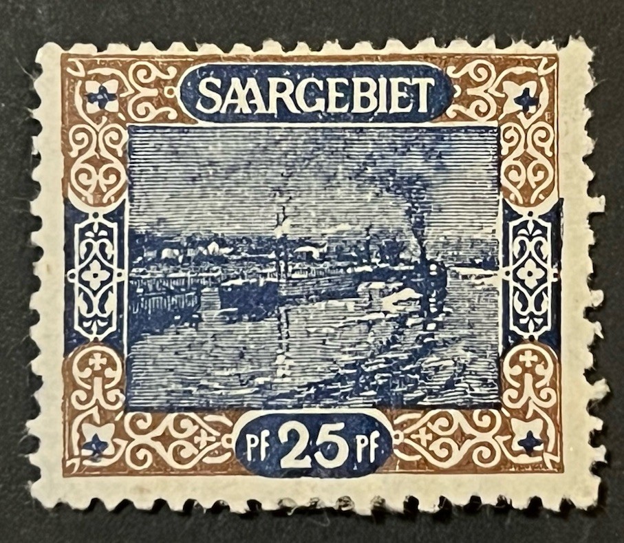 Travelstamps: 1921 Germany Saar Stamps Scott #71 – 25pf Saar River Traffic MOGH
