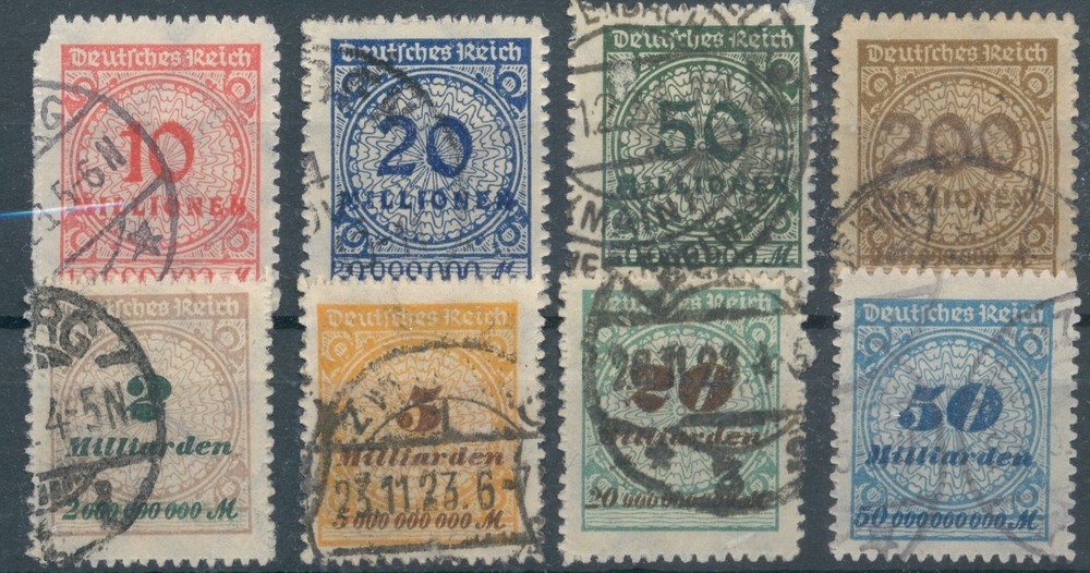 GERMAN EMPIRE: INFLA 318B-330B ALL USED, SOME SIGNED !!