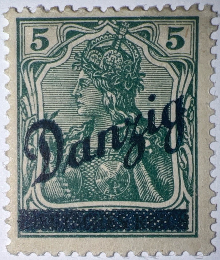 Travelstamps: Germany Danzig Overprint Stamp – 5pf Mi 21 – Mint Og Hinged Wmk