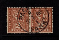 Germany Late 1890s 2p Berlin Post Used Pair / Wmk 90* Lines – S58647