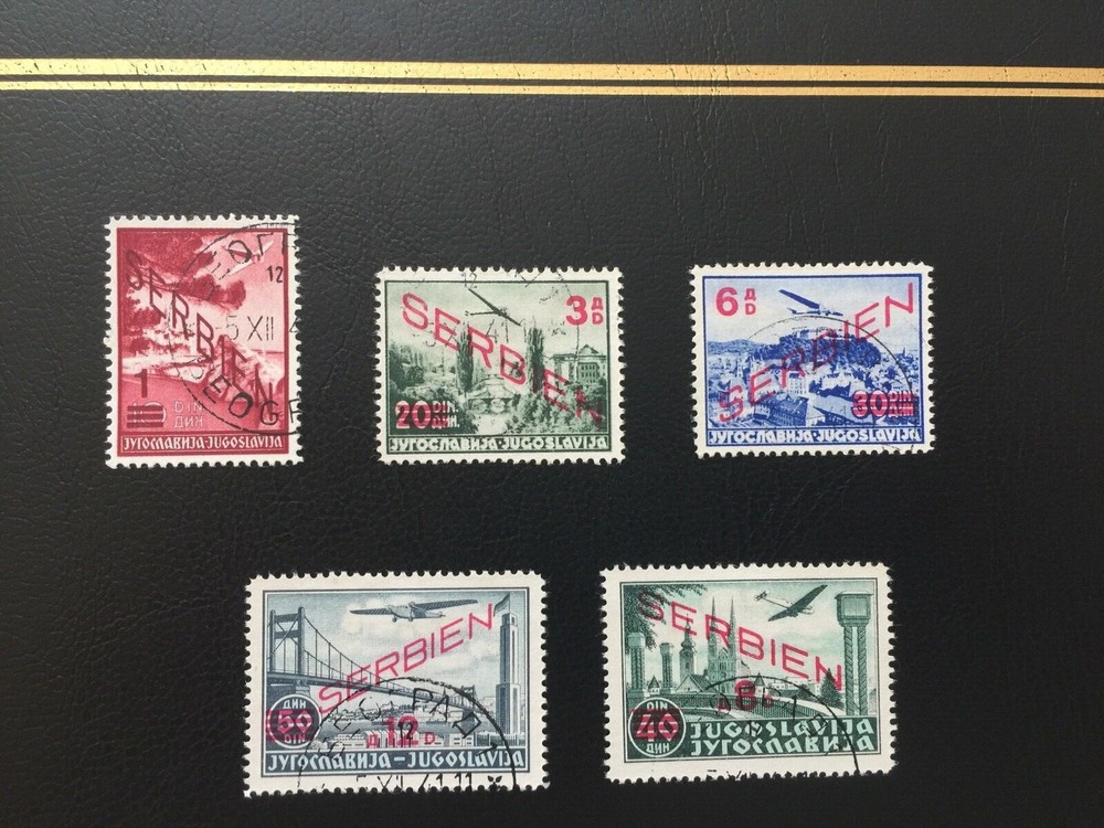 1941 Serbia German Occupation Air Overprint Set Fine Used CTO Serbien WWII