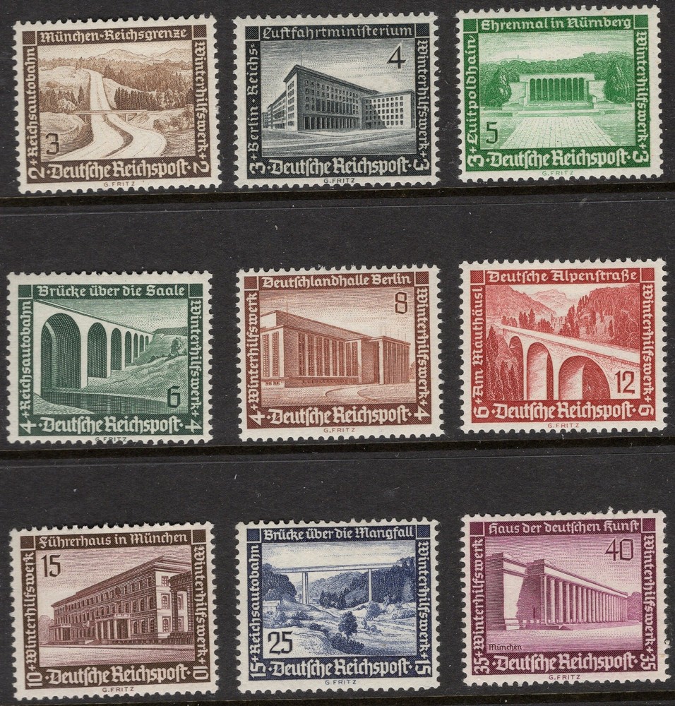 GERMANY 1936 SC. #B93-101 4PF+3PF TO 40PF+35PF MINT NH SET CAT $60