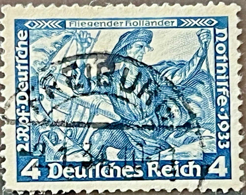 Stamp B50 RICHARD WAGNER 1933 OPERA DUTCHMAN Third Reich Germany 5F