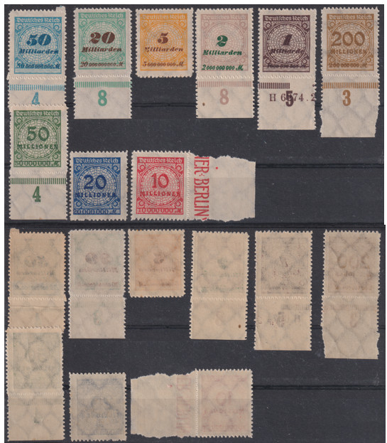 GERMANIA IMPERO TEDESCO 1923 Inflazione – Cifra in un cerchio 9 valori MNH/**
