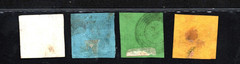 4 USED GERMAN STATES – BADEN – 1kr- 3kr -#: 6-9 NUMERAL OF VALUE 1084