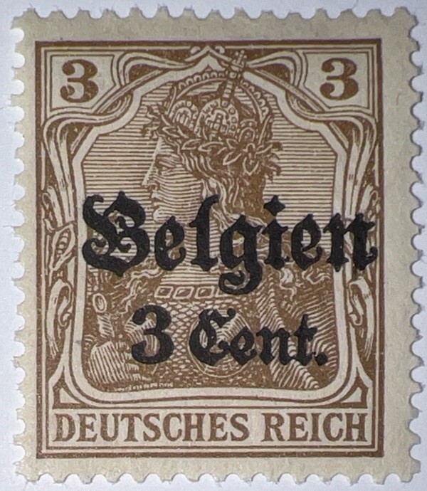 Travelstamps: Germany Offices in Belgium Stamps WWII, 3c on 3pf OP Mint MOGH Wmk