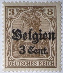Travelstamps: Germany Offices in Belgium Stamps WWII, 3c on 3pf OP Mint MOGH Wmk