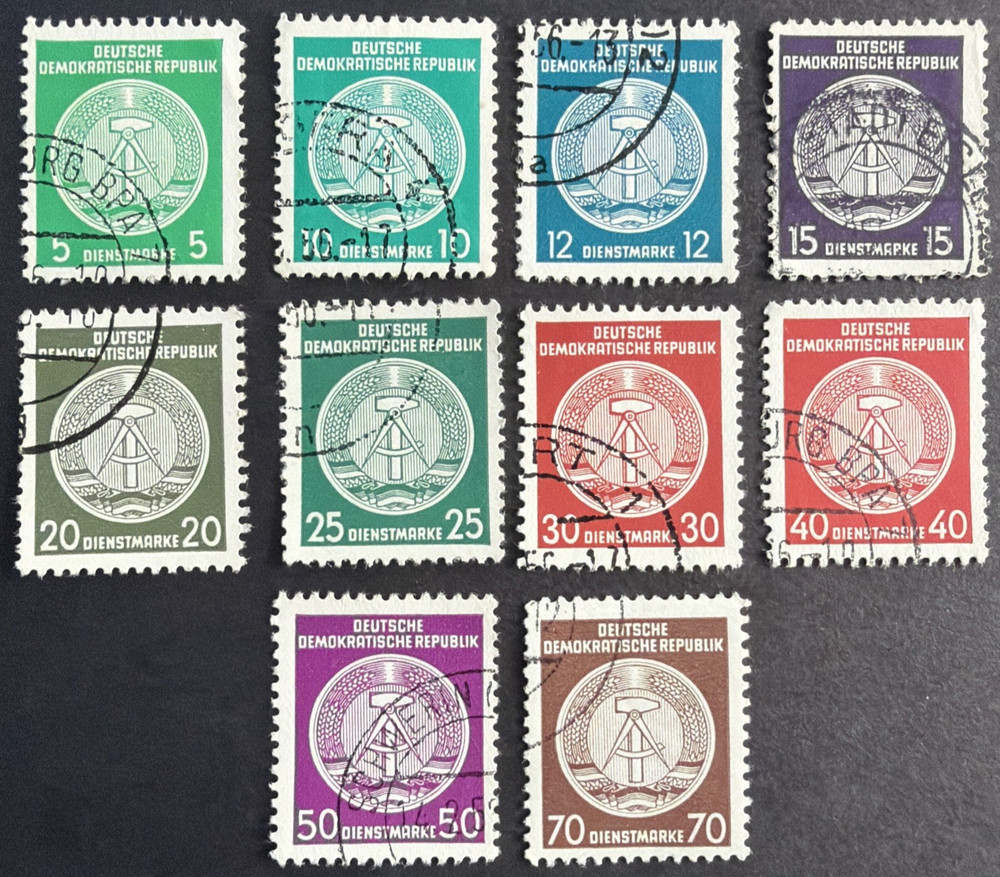 Germany DDR 1954 Sc #O18-O27 Set of 10 Precancel Official Stamps