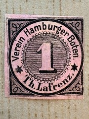 Hamburg 1s Local Post Stamp / Hamburger Boten 1863