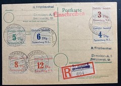 1945 Spremberg Germany Local issue Set Postcard Cover to Dresden