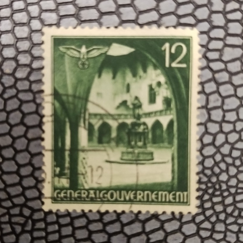 Nazi Germany Generalgouvernement Architecture Postage Stamp Green 12 Used