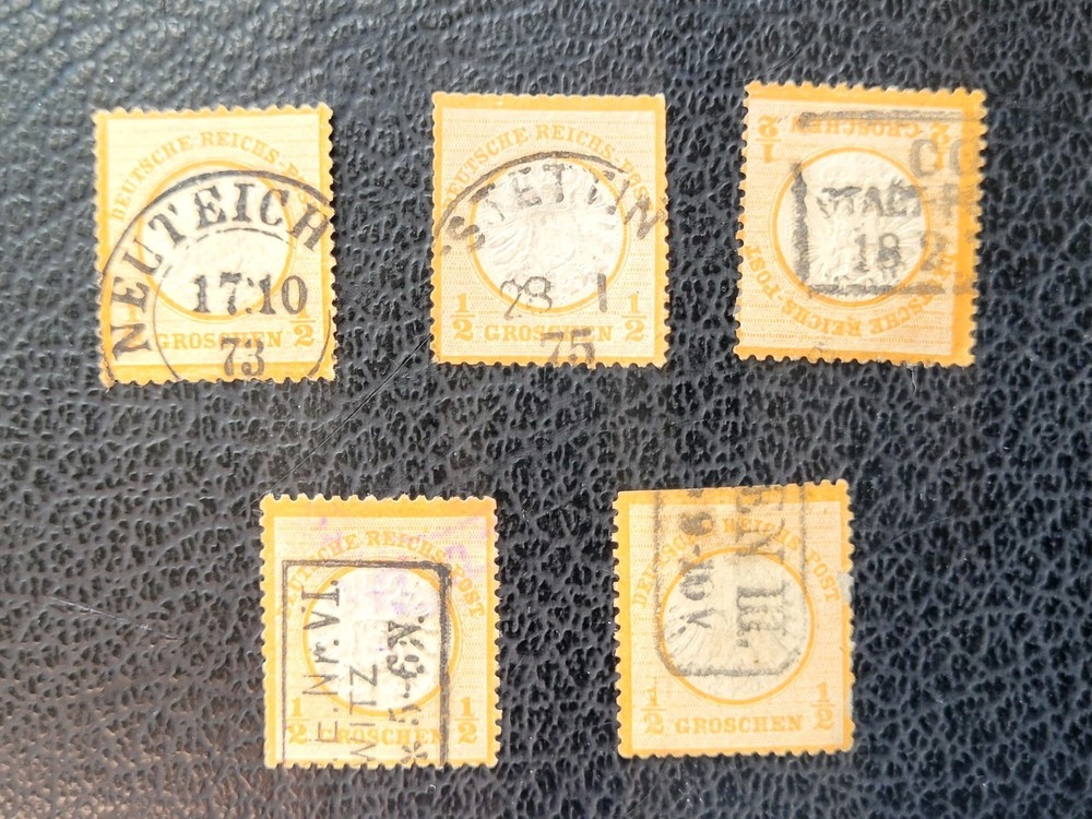 Germany #16 Used, 1872 1gr Orange, 5 Copies for Cancels, Scott Catalog $ 45.00