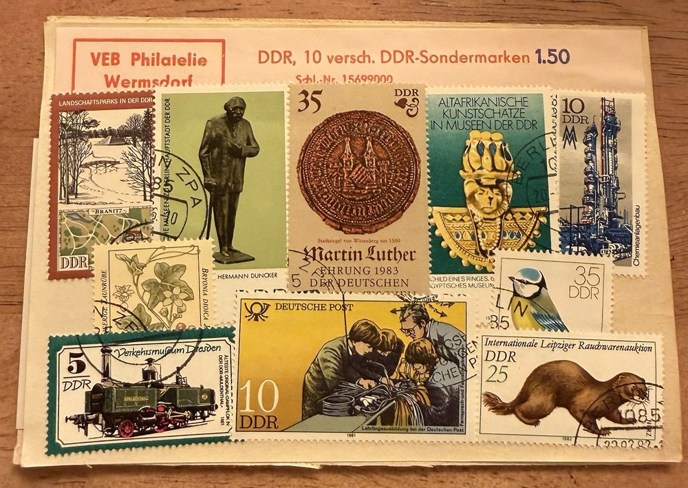 10 Vintage German Democratic Republic (DDR or East Germany) Postage Stamps