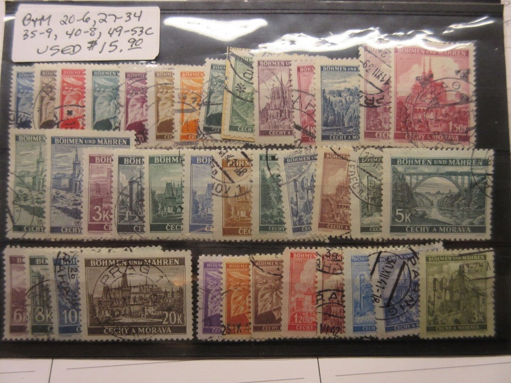 BOHEMA AND MORAVIA Scott 20-6 27-34 35-9 40-8 49-53C USED Lot2 Cat $15.90