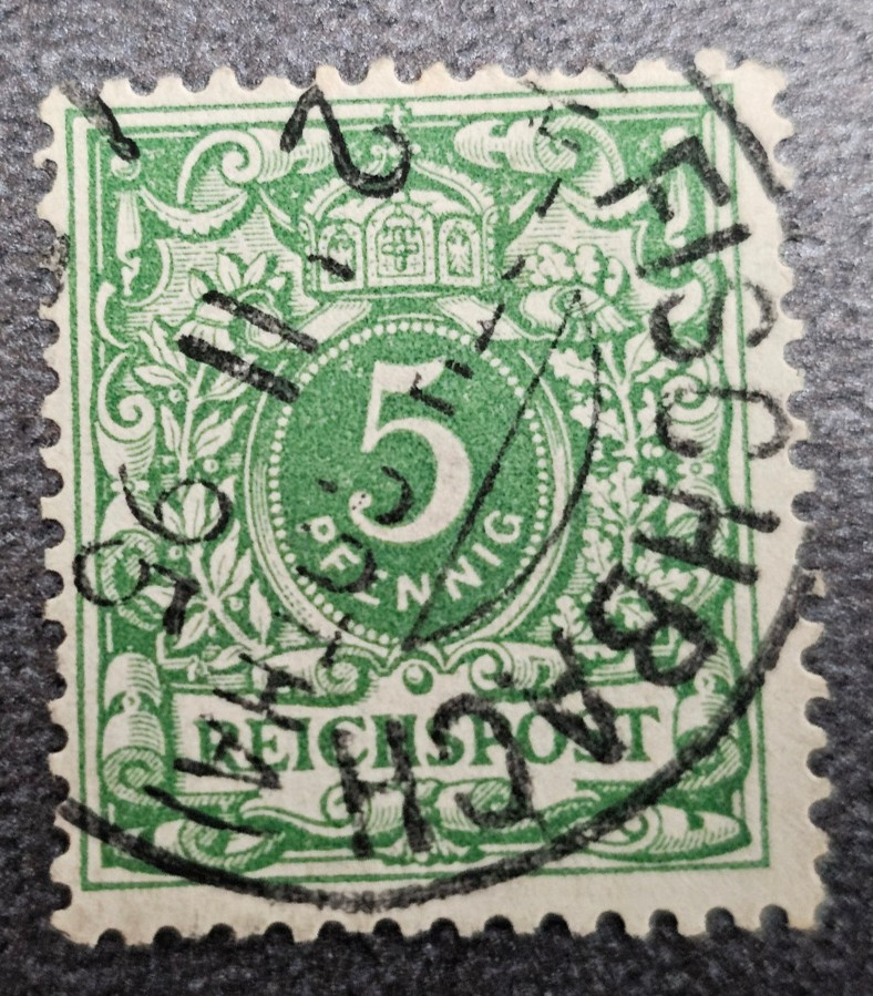 Stamp Germany Reich Reichspost 5 Pfennig 1895 Crown Mi. Nr. 46 [🇩🇪38225]