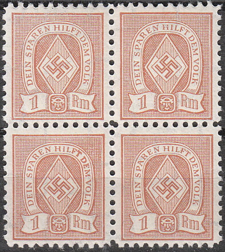 Stamp Germany Revenue Block WW2 3rd Reich War Emblem War Sport 100 MNH