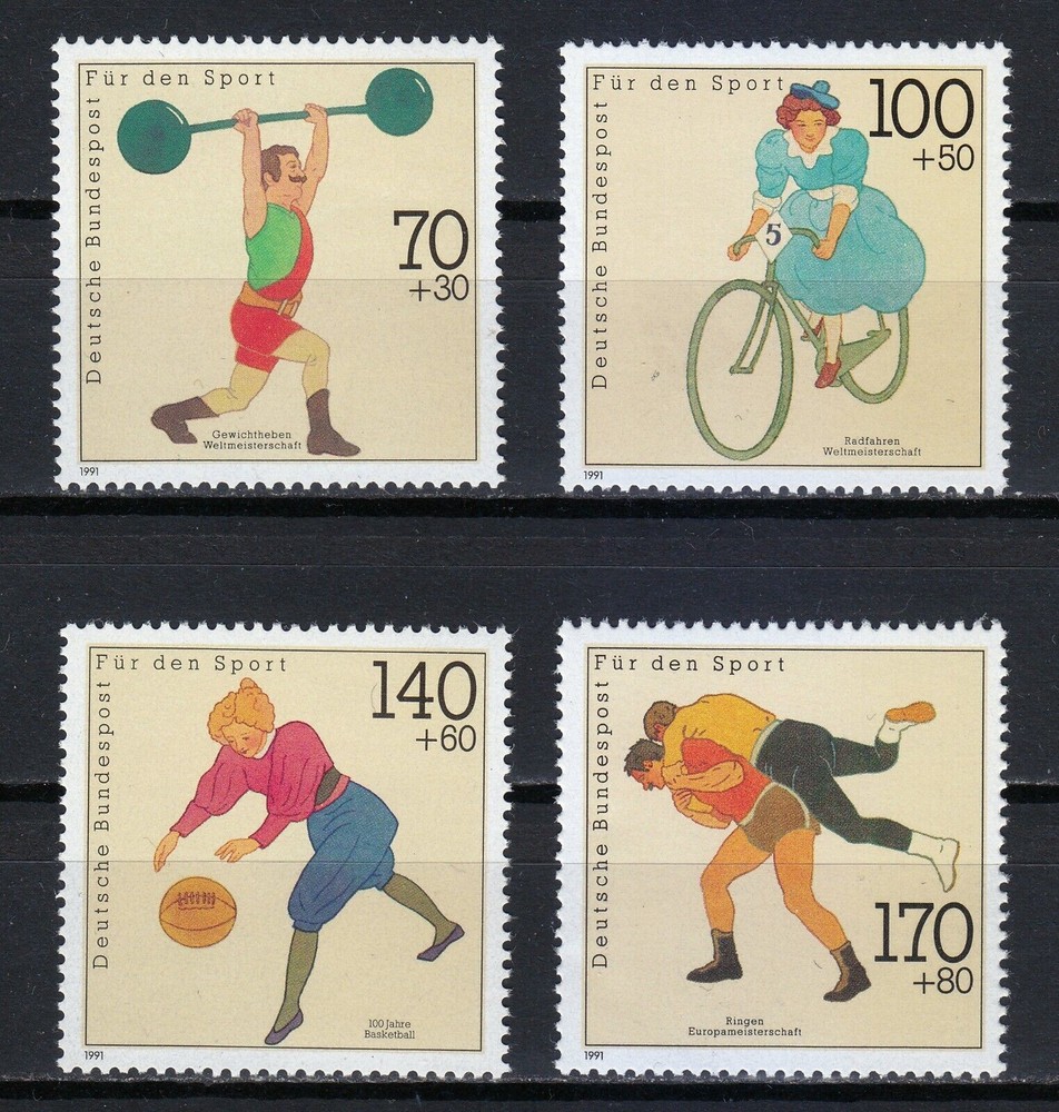 Germany 1991 MNH Mi 1499-1502 Sc B701-B704 19th century sports images **