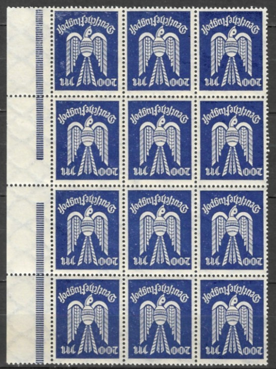 Germany Stamp Block 1923 SC# C19 200m dk violet blue ‚ Carrier Pigeon ‚