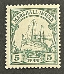 Travelstamps: GERMANY MARSHALL ISLANDS STAMPS Kaiser’s Yacht Mint OG H 5pf UnWMK
