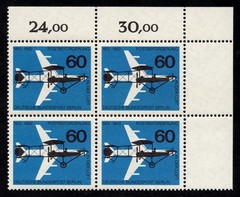 1962 Germany Berlin Airmail Michel 230 Scott 9N208 MNH block of 4
