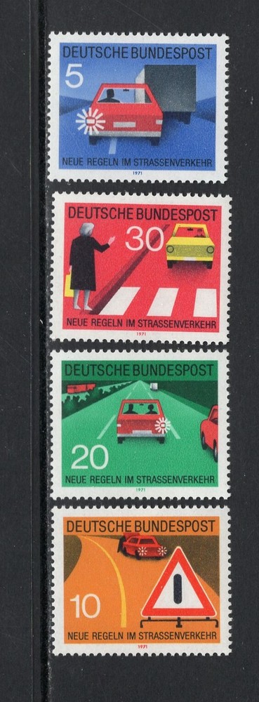 Germany 1971 TRAFFIC SIGNS WARNING SIGNAL, SIGNAL TO PASS MNH SC 1059-62