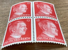 Block of 4 Adolph Hitler 12 pfennings postage stamps MNH. WW2 era